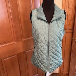 41 Hawthorne Quilted Vest Women's Medium Mint Green Full Zip Pockets
